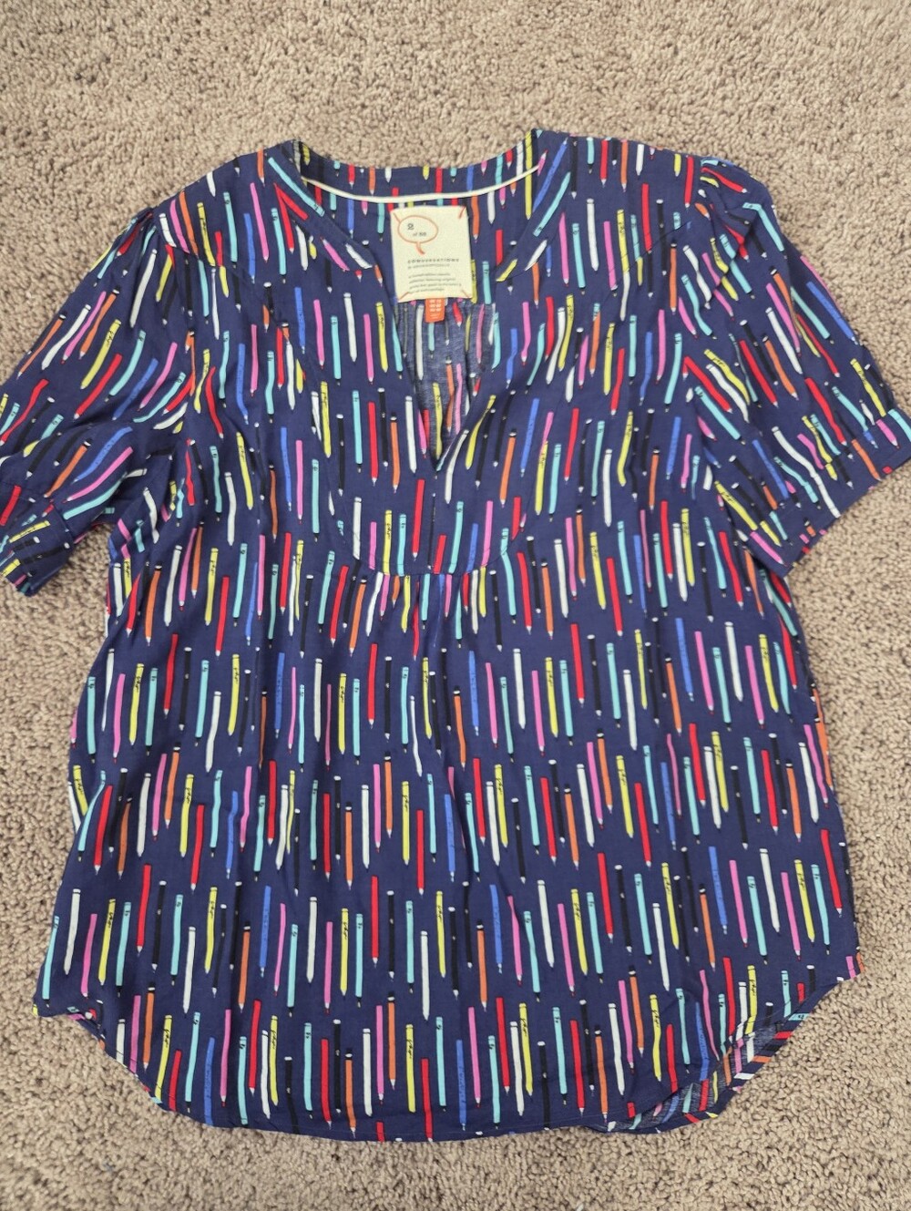 Anthropologie Conversations 2 Of 52 Pencil Top Blouse, Size 8
